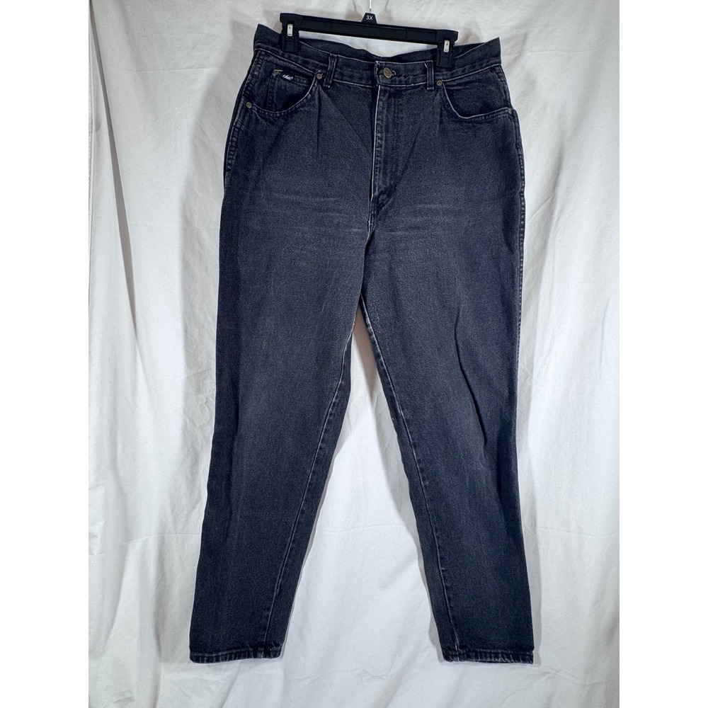 Vintage Chic High Waisted Mom Jeans Faded Black Tapered Leg Made in USA Size 18T